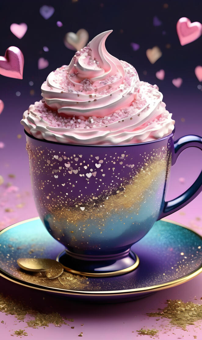 a cupcake with a pink frosting and a purple frosting on a plate