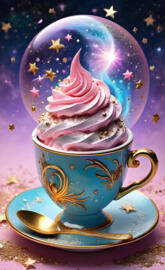 a tea cup with a flower design