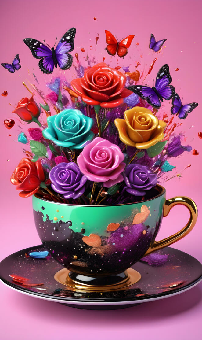a tea cup with flowers