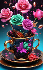 a tea cup with flowers