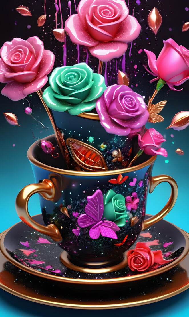 a tea cup with flowers