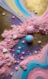 a group of colorful round objects