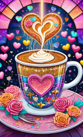 a colorful vase with a lid