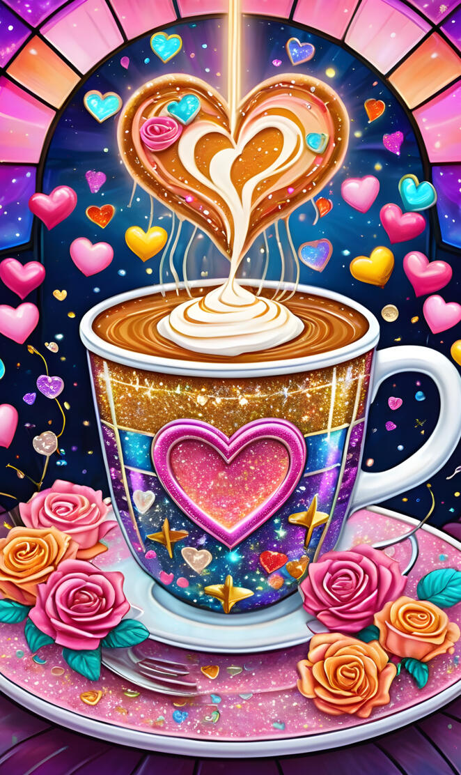 a colorful vase with a lid