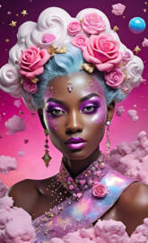 a person with flowers on the head