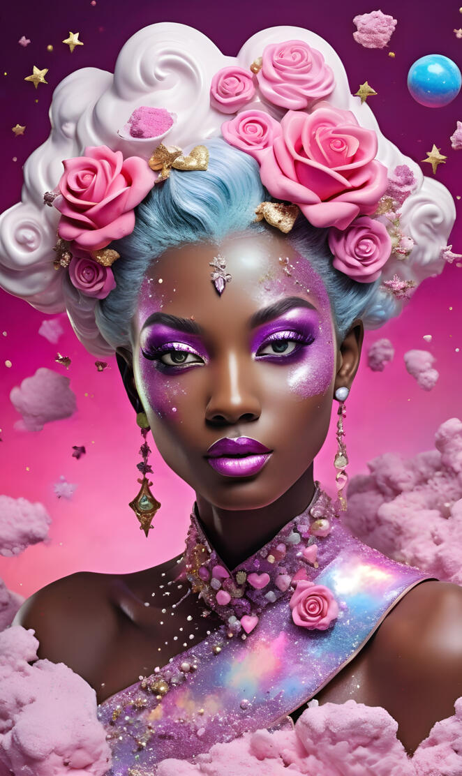 a person with flowers on the head