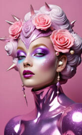 a person with flowers on the head