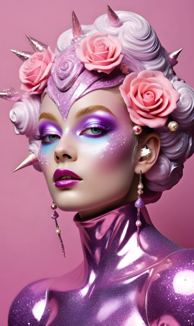 a person with flowers on the head