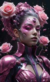 a person with flowers on the head