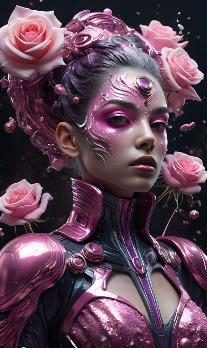 a person with flowers on the head