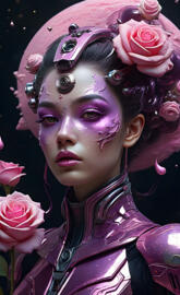 Daniela Braga with flowers on her head