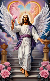 a religious figure with a cross