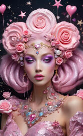 a person with flowers on the head