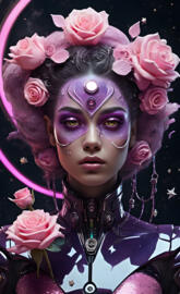 a person with flowers on the head