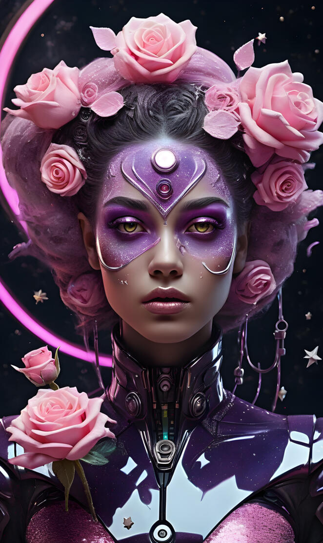 a person with flowers on the head