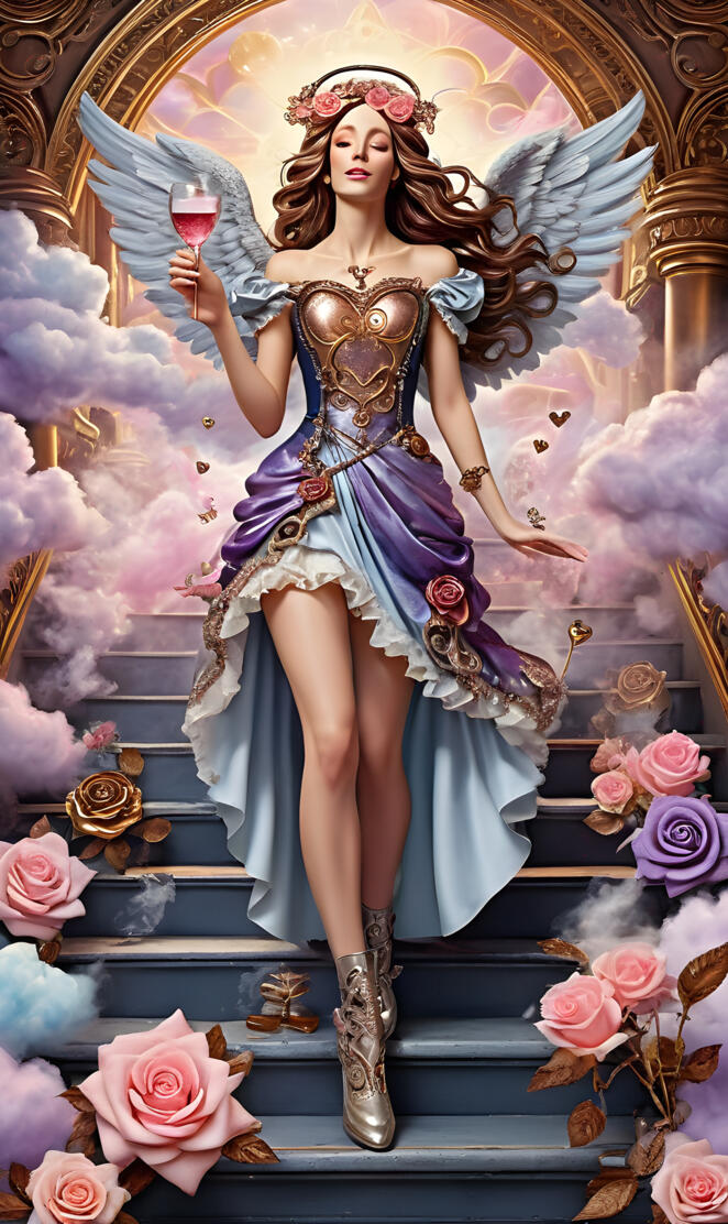 a person in a dress holding a glass of wine