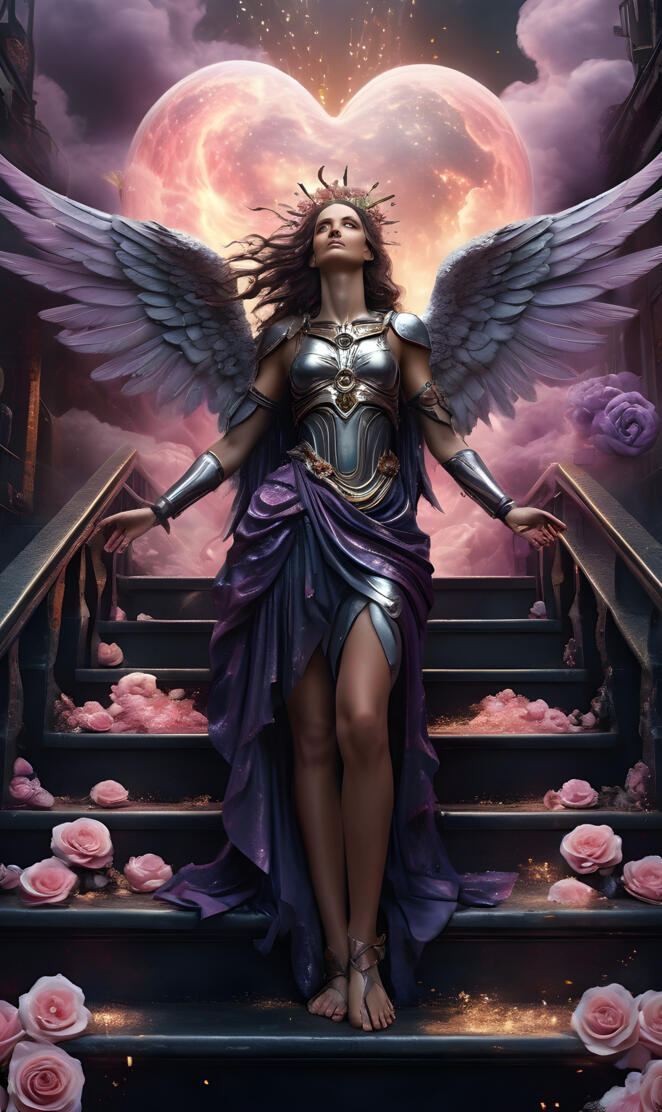 a person in a dress with wings