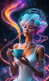 a person with a cup of tea