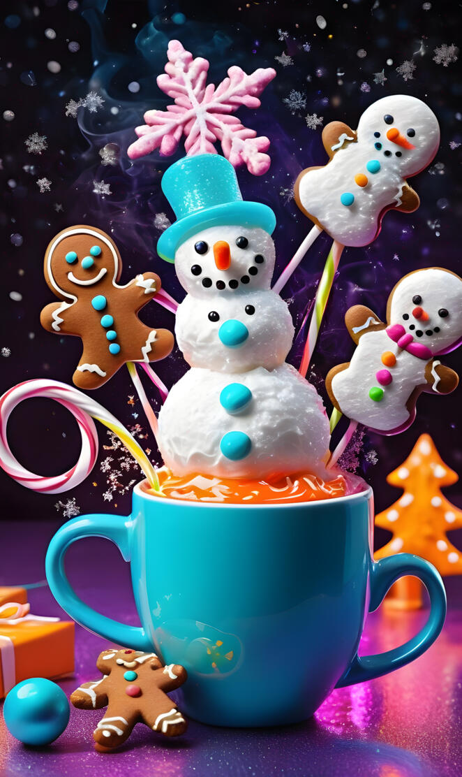 a cup with a snowman and a cup with a flower on it