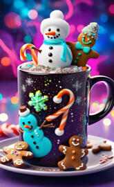 a cup with a snowman on it