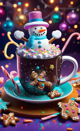 a decorated cupcake with a snowman on top