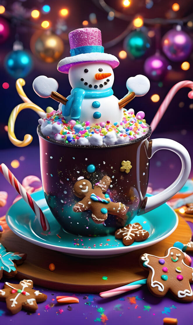 a decorated cupcake with a snowman on top