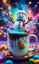 a snowman in a cup