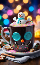 a cupcake with a snowman on top