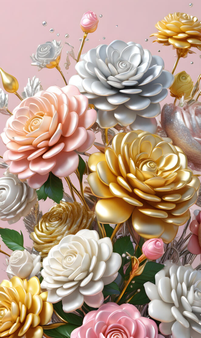 a wall with flowers and vases