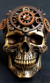 skull that looks cool and fun and steam punkish that's just cool looki