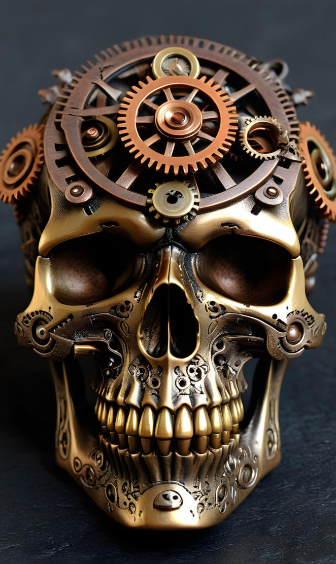 skull that looks cool and fun and steam punkish that's just cool looki