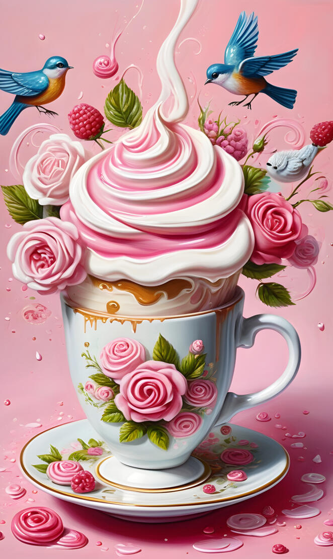 a tea cup with a teacup and a teacup with flowers