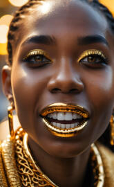 beautiful black woman with gold lips
