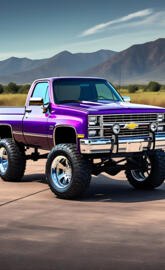 A Beautiful Metallic Grape 1987 Chevy Silverado 2-door 4x4 Pickup.