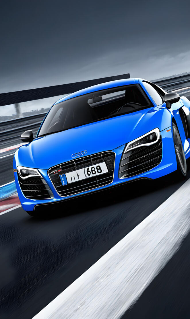 a blue sports car on a race track