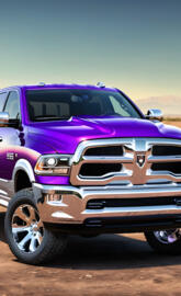 Beautiful 2025 Plum Crazy Purple Dodge Ram 4x4 4-door Pickup Truck.
