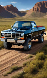 A Nice, Clean Looking, Black Dodge 4x4 Pickup Truck.
