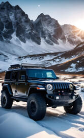snowy mountain Jeep