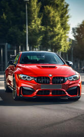 a red bmw m4 competition