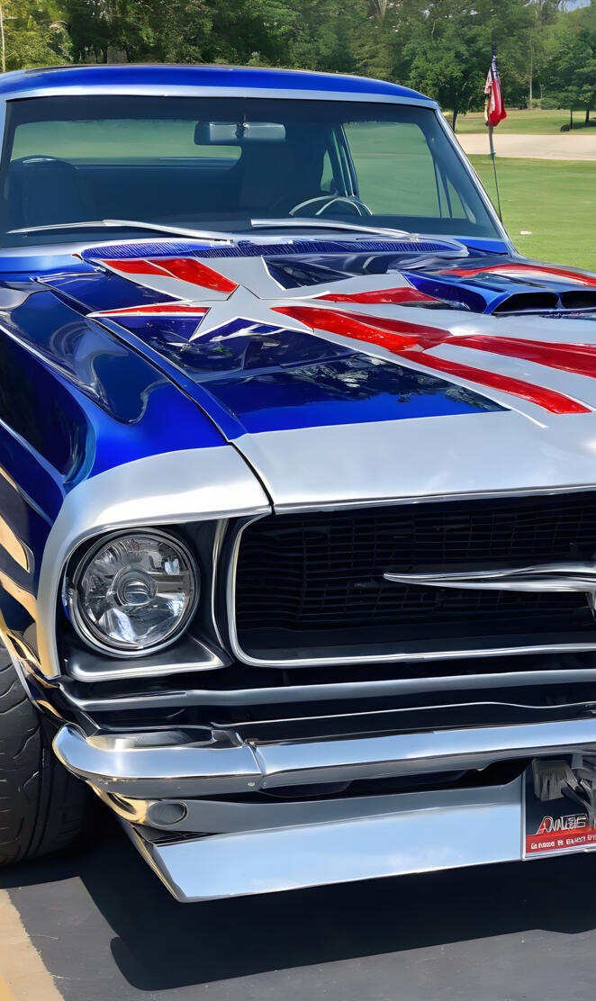 a car with a flag painted on it
