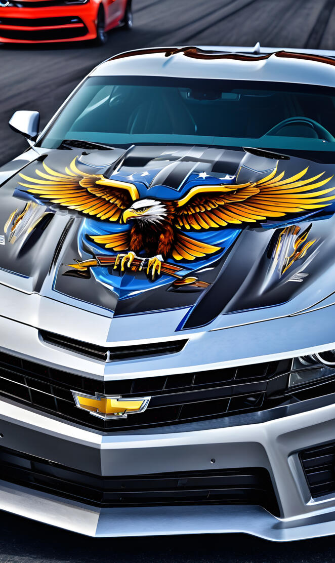 a car with a painting on the hood