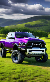 A Beautiful Grape Colored 2025 Dodge Ram 4x4 4-door Pickup Truck.