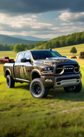 A Beautiful Camo Painted 2025 Dodge Ram 4x4 4-door Pickup Truck.