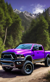 2024 Purple Dodge Ram 4x4 4-door Pickup Truck.