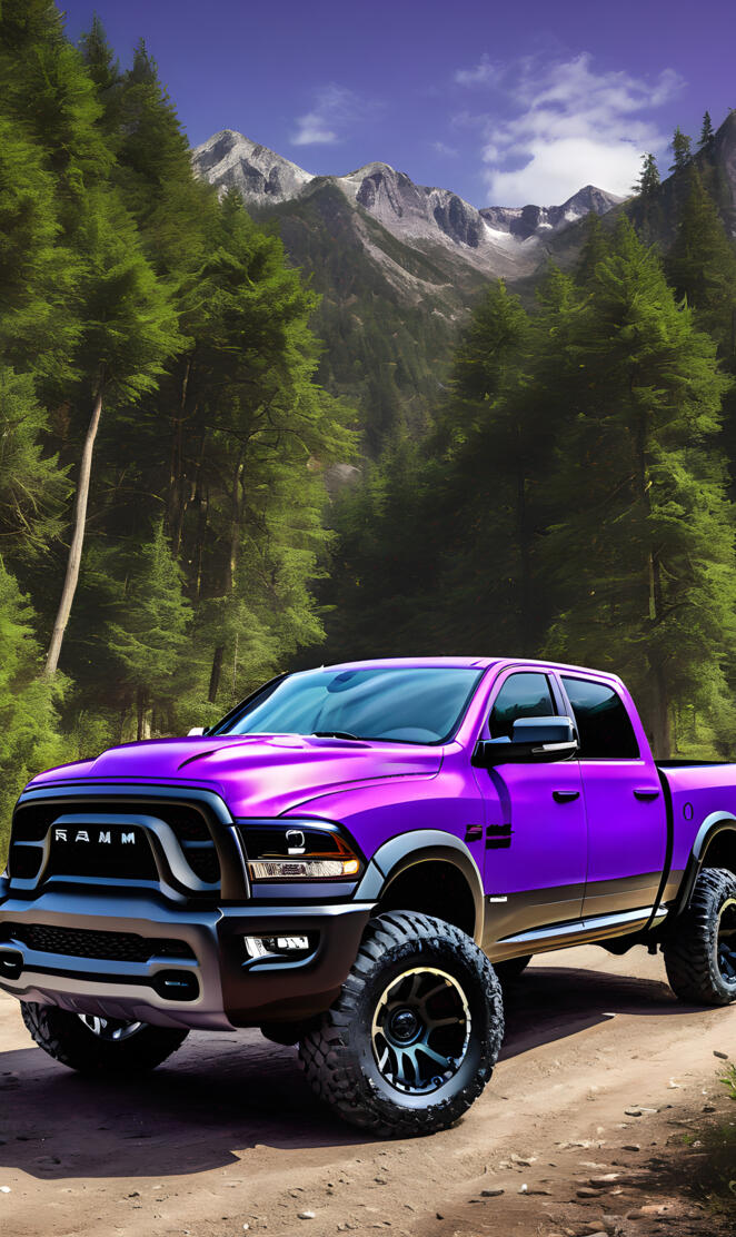 2024 Purple Dodge Ram 4x4 4-door Pickup Truck.
