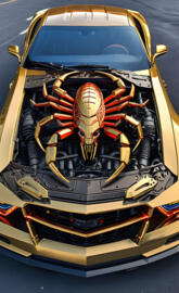 a car with a large engine