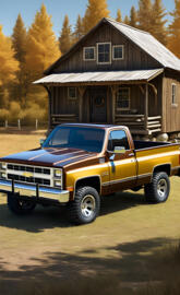 A Beautiful Brown And Gold Two Tone Paint Job On A 1982 Silverado 4x4.