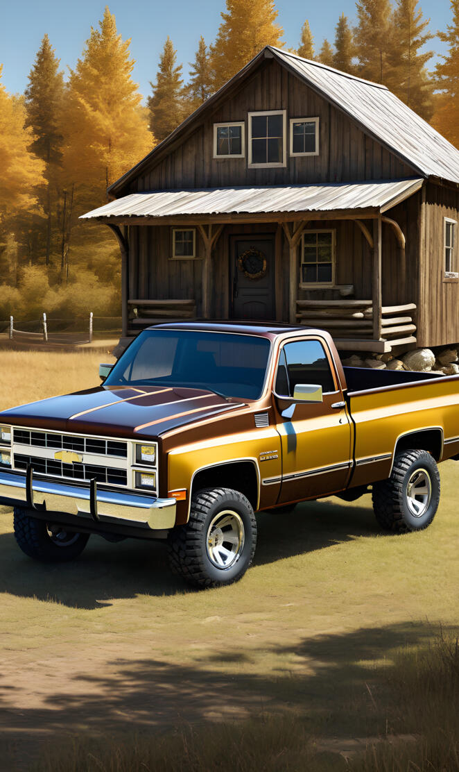 A Beautiful Brown And Gold Two Tone Paint Job On A 1982 Silverado 4x4.