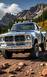 Silver Dodge 4x4 Pickup.