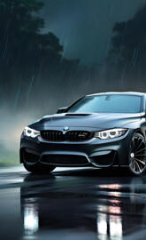 BMW M4 in rain